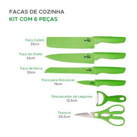 Kit 6 Peças Conjunto De Facas Antiaderente Cozinha