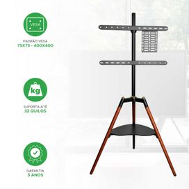 Suporte P/ Tv Pedestal Tripe Vitrine Vertical 26" a 65" Pix