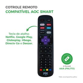 Controle Remoto Compatível Com Tv Aoc Smart Tecla De Atalhos