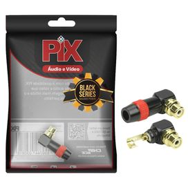 Conector Plug Rca 90 Graus 4mm Profissional - PIX