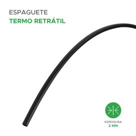 Rolo Espaguete Tubo Termo Retrátil 2mm Preto 200 Metros