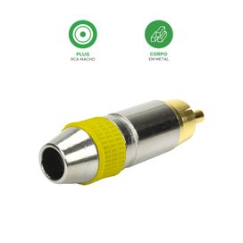 10x Plug Rca Macho Style Ponta Ouro 24k - PIX