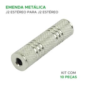 10x Emenda Metálica J2 Estéreo Para J2 Estéreo - P2 Fêmea