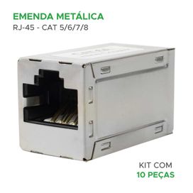 10x Conector Emenda Rj45 Extensor Cat 5 6 7 8 - 10 Gbs