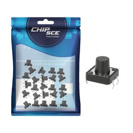 25x Chave Táctil 4 Terminais 12 x 12 x 9,5mm 180 Graus Kft-a06 - ChipSCE