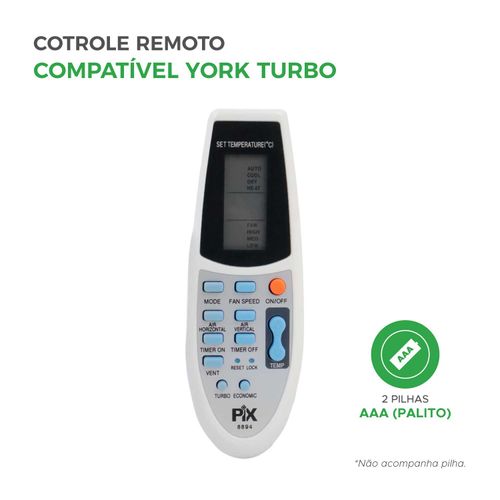 Controle Remoto Ar-Condicionado Compatível York R91 / R92
