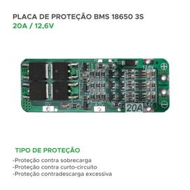 Placa De Proteção Para Baterias 18650 Bms 3s 20a 12,6v