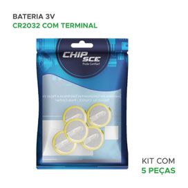 Kit Com 5 Baterias Cr2032 3v 2 Terminais - Borda Amarela