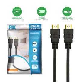 Cabo Hdmi 2.0 UltraHD 4k 3d 19 Pinos Hdr - PIX
