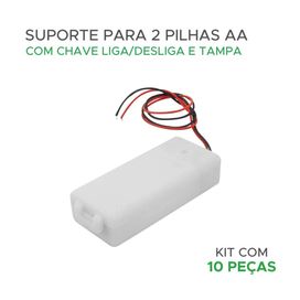 10x Suporte Para 2 Pilhas AA Com Chave Liga/Desliga e Tampa - Green