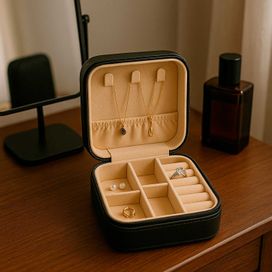 Mini Porta-Joias Portátil C/ Zíper Compacto Seguro