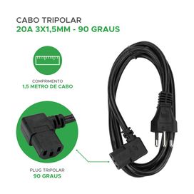 Cabo De Força Tripolar 1,5 Metros 90 Graus 20A - Green