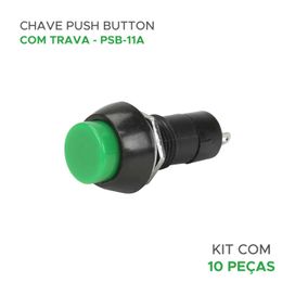 10x Chave Push Button 2 Terminais Com Trava Psd-11a - ChipSCE