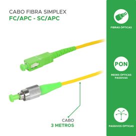 Cordão Cabo Óptico Simplex Fc Apc X Sc Apc - 3 Metros
