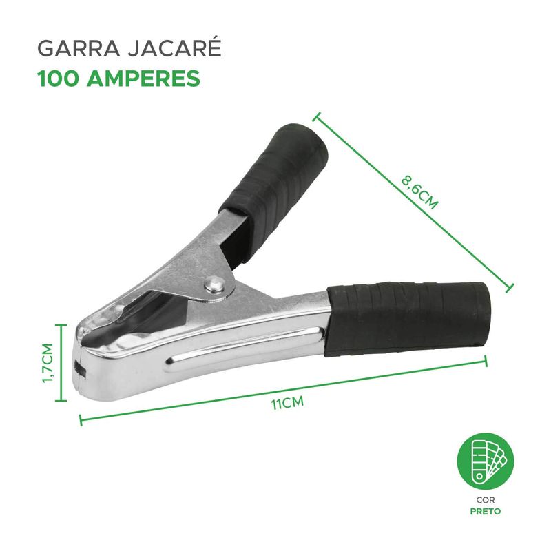 10x Garra Jacaré 100 Amp 11cm - Green