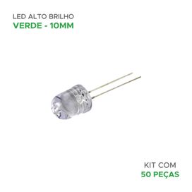 50x Led Alto Brilho 10mm 10000 Mcd - Green