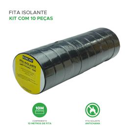 10x Fita Isolante Antichama Preto 10 Metros Original Kokay