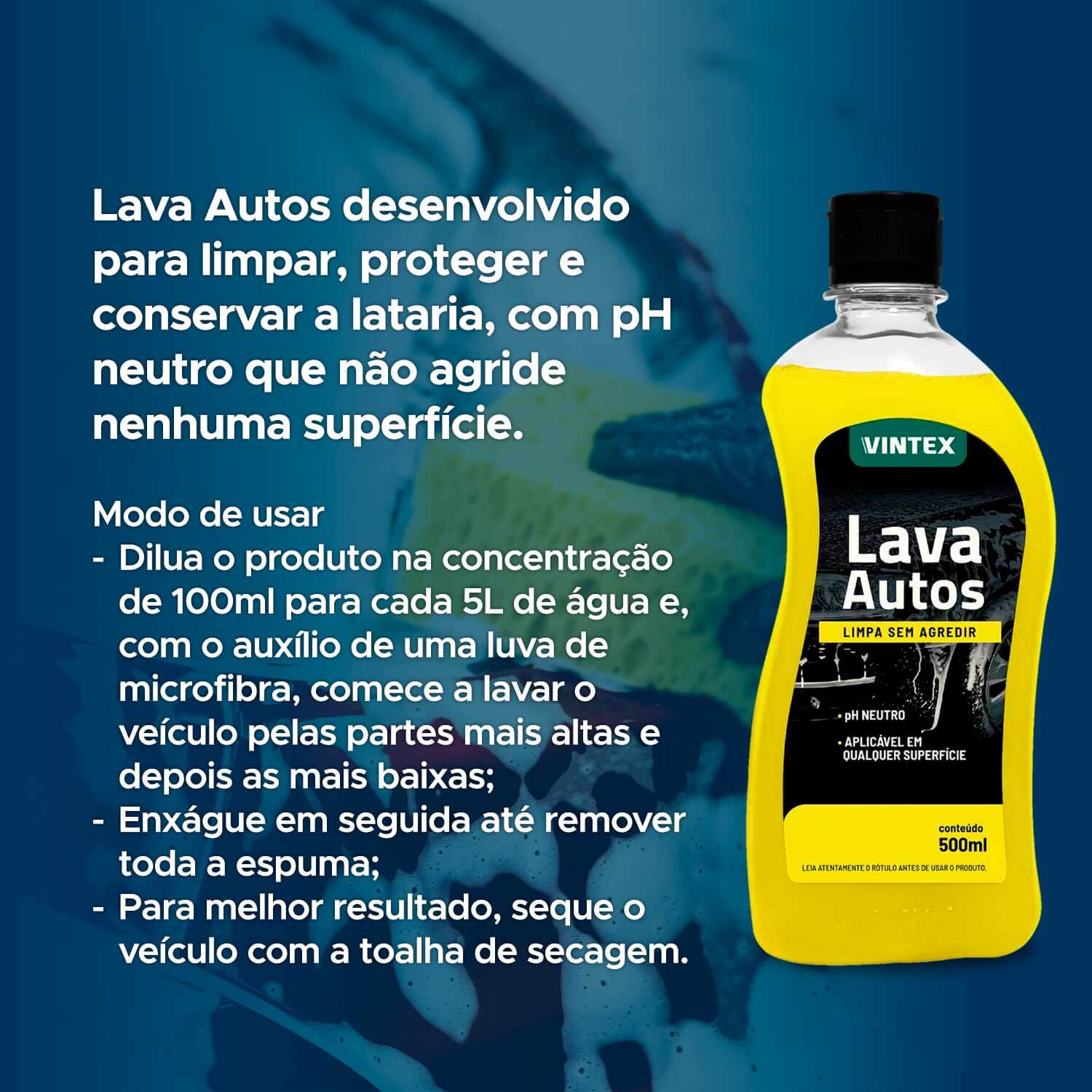 Lava Autos Shampoo Automotivo 500ml Ph Neutro Vonixx Vintex - Mixtou