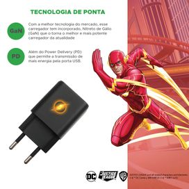 Carregador Celular Turbo The Flash 30W Com USB A e USB C - 5+
