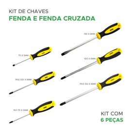 Kit 6 Peças Chave Fenda Philips Imantada - KOKAY