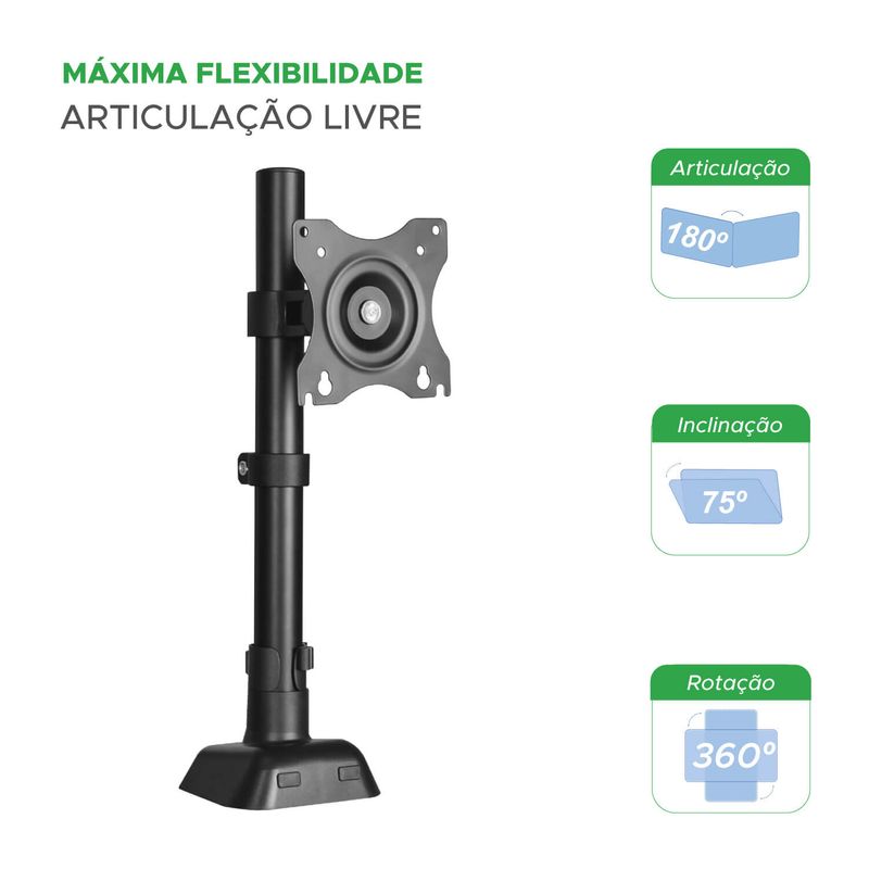 Suporte Para Monitor Ajustável Com Morsa De 10 Até 32 - Pix