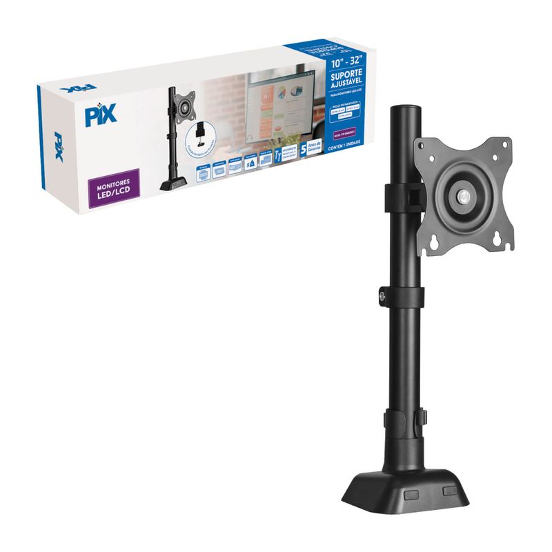 Suporte Para Monitor Ajustável Com Morsa De 10 Até 32 - Pix