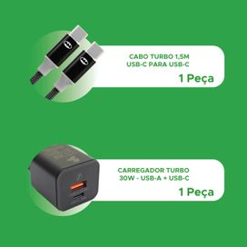 Carregador Gan 30w e Cabo 1.5m Tipo C X Tipo C Heróis DC