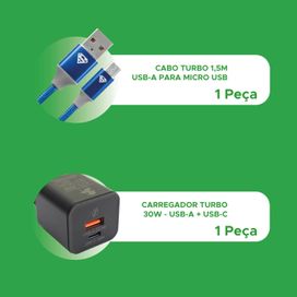 Carregador Gan Cabo 1.5m Usb A X Micro Usb Heróis DC