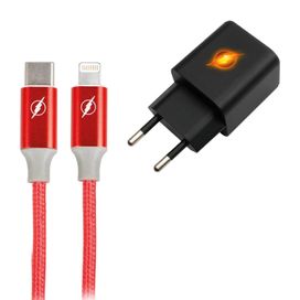 Carregador Gan 30w e Cabo 1.5m Tipo C X Lightning Heróis DC