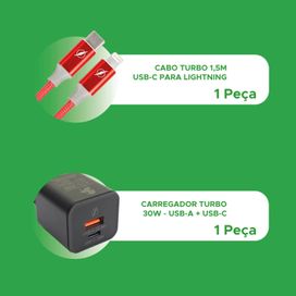 Carregador Gan 30w e Cabo 1.5m Tipo C X Lightning Heróis DC