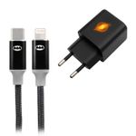 Carregador Gan 30w e Cabo 1.5m Tipo C X Lightning Heróis DC