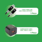 Carregador Gan 30w e Cabo 1.5m Tipo C X Lightning Heróis DC