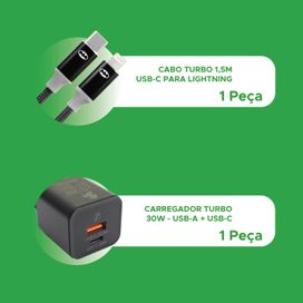 Carregador Gan 30w e Cabo 1.5m Tipo C X Lightning Heróis DC