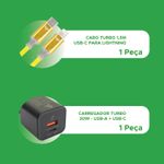 Carregador Gan 30w e Cabo 1.5m Tipo C X Lightning Heróis DC