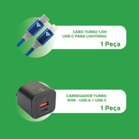 Carregador Gan 30w e Cabo 1.5m Tipo C X Lightning Heróis DC