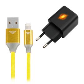 Carregador Gan 30w e Cabo 1.5m Usb A X Lightning Heróis DC