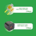 Carregador Gan 30w e Cabo 1.5m Usb A X Lightning Heróis DC