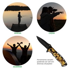 Canivete Camuflado P/ Pesca Caça Retrátil Portátil De Bolso