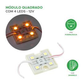 Módulo Com 4 Leds Alto Brilho 12v Ip65 5050 36x36x4
