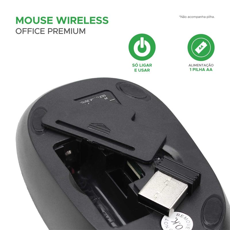 Mouse Sem Fio Wireless Office Premium 2.4 Ghz - 5+