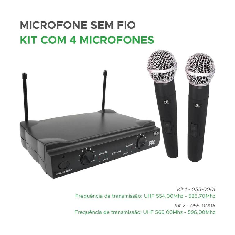 Kit 4 Microfones Alta Qualidade Wireless Alcança 60 Metros