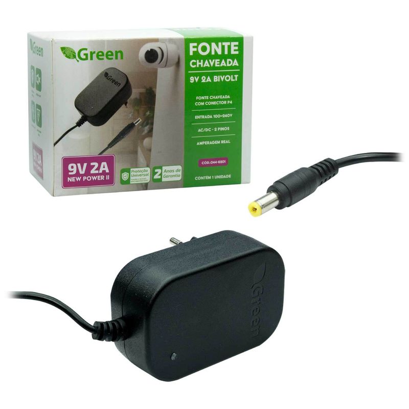 Fonte chaveada 9V 2A Bivolt - Plug 5,5x2,1mm