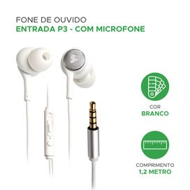 Fone de Ouvido P3 - Alta Definição c/ Microfone 1,20M