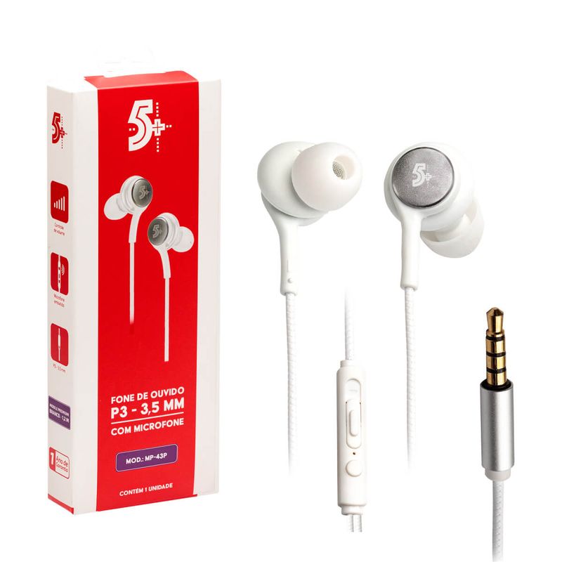 Fone de Ouvido P3 - Alta Definição c/ Microfone 1,20M