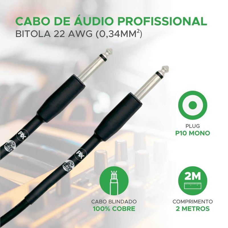 Cabo P10 P10 Mono De Cobre Para Instrumentos