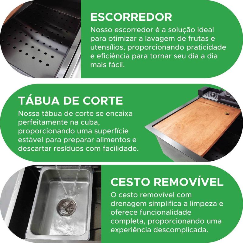 Cuba Cozinha Gourmet Torneira Cascata Lavador Copos