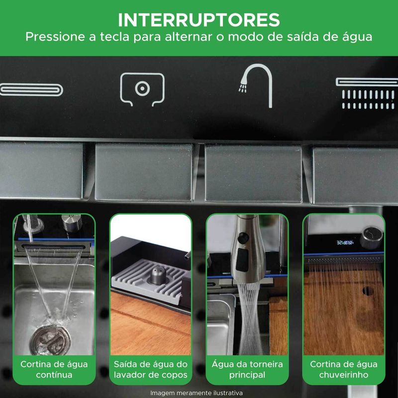 Cuba Cozinha Gourmet Torneira Cascata Lavador Copos