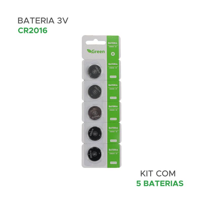 5x Bateria Moeda Cr2016 3v Lítio - Green