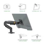 Suporte Para Monitor Articulado De 17 Até 30 Pistão a Gás North Bayou F80