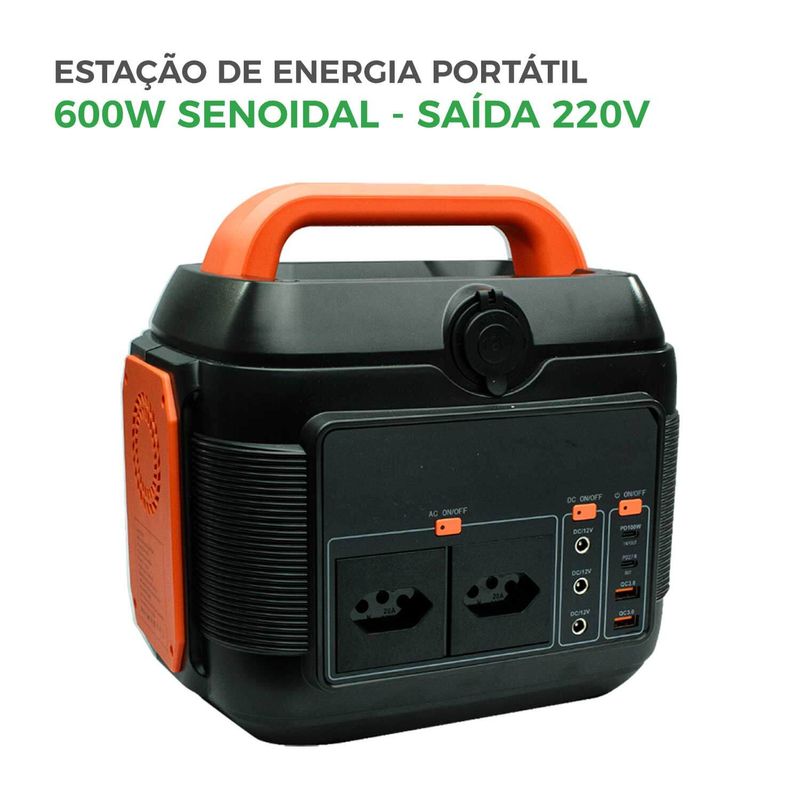 Fonte de Energia Portátil 600W - Senoidal - 220V